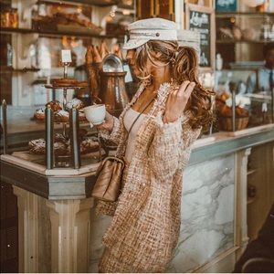 Boohoo blush peach blazer skirt set